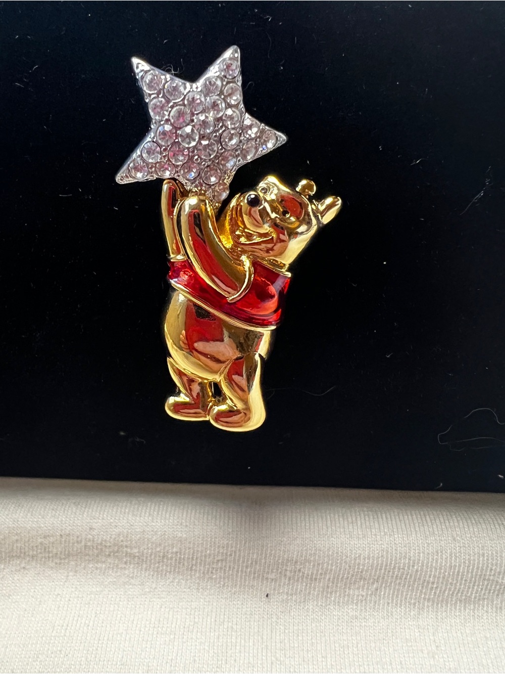 Signed Disney Gold & Red Winnie-the-Pooh Star Brooch